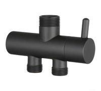 Two Way Wall Mounted Shower Diverter Valve Made Of Solid Copper With Chrome Plating For Rust Resistance Featuring Smooth Rotation Switch And Modern Minimalist Round Design Black(Black)