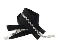 Two-Way Zip 1Pc 80/100/120cm Auto Lock Metal Zipper Double Slider Puller Zippers for Jacket Coat Repair DIY Clothing Sewing for Sewing(BlackSilver,120CM_5#)
