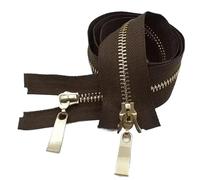 Two-Way Zip 1Pc 80/100/120cm Auto Lock Metal Zipper Double Slider Puller Zippers for Jacket Coat Repair DIY Clothing Sewing for Sewing(CoffeeGold,80CM_5#)