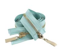 Two-Way Zip 1Pc 80/100/120cm Auto Lock Metal Zipper Double Slider Puller Zippers for Jacket Coat Repair DIY Clothing Sewing for Sewing(LightBlueGold,80CM_5#)