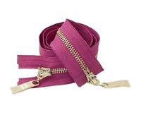 Two-Way Zip 1Pc 80/100/120cm Auto Lock Metal Zipper Double Slider Puller Zippers for Jacket Coat Repair DIY Clothing Sewing for Sewing(RoseRedGold,80CM_5#)