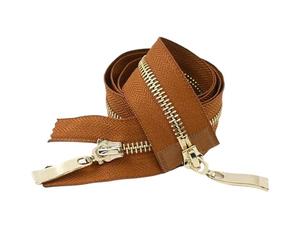 Two-Way Zip 1Pc 80/100/120cm Auto Lock Metal Zipper Double Slider Puller Zippers for Jacket Coat Repair DIY Clothing Sewing for Sewing(CaramelGold,120CM_5#)