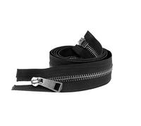 Two-Way Zip 2pcs 30/40/50/60/70/80cm 5# Open-end Double Sliders Black Metal Zipper DIY Handcraft for Cloth Pocket Shoes for Sewing(Black,50cm)