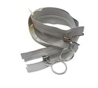 Two-Way Zip 3# Metal Zipper - Fine-Tooth Copper Teeth, Double-Sided Two-Way, Short Cardigan Dress for Sewing(Grey-60cm)