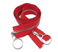 Two-Way Zip 3# Metal Zipper - Fine-Tooth Copper Teeth, Double-Sided Two-Way, Short Cardigan Dress for Sewing(Red-50cm)