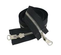 Two-Way Zip 5# 8# 70-100cm Open-End Rotary Metal Zipper Slider Double Sided Reversible Zippers Jacket Sewing Zip Repair(BlackSilver,90cm,No8)