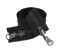 Two-Way Zip 5# 8# 70-100cm Open-End Rotary Metal Zipper Slider Double Sided Reversible Zippers Jacket Sewing Zip Repair(BlackBlack,70cm,No5)