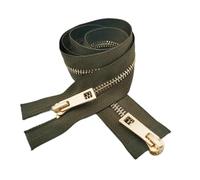 Two-Way Zip 5# Metal Copper Zipper Two-Way Down Jacket Double-Ended Long-Length Double-Slider Accessories(GreenGold-120cm)