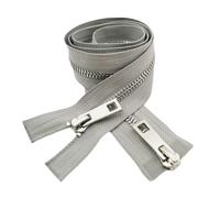 Two-Way Zip 5# Metal Copper Zipper Two-Way Down Jacket Double-Ended Long-Length Double-Slider Accessories(Grey-120cm)