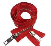 Two-Way Zip 8# Coarse-Tooth Metal Zipper with Pure Copper Platinum Teeth, Two-Way Coat/Down Jacket Pull(Red-110cm)