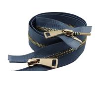 Two-Way Zip 80/100/120CM Metal Zipper with Double Sliders Gold Teeth for Down Jacket Coat Clothing Decoration Accessories(Grey Blue,80CM_5#)