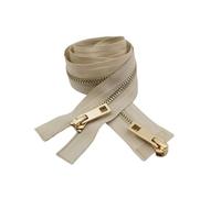 Two Way Zipper 2pc 5# Zippers 80/100/120cm Two-Way Open-End Auto-Lock Double Sliders Teeth Zip for Jackets Coats DIY Sewing Accessories(Beige,120cm)