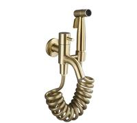 Two Ways Bidet Sprayer Faucet Stainless Steel Toilet Brushed Gold Douche Kit Shattaf Copper Valve Jet Set(Set b)