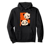 Two Weird Pandas Horror Style Cartoon Meme Creepy Pullover Hoodie