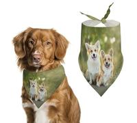 Two Welsh Corgis Pembroke Dogs Dog Bandanas Puppy Cat Kerchief Scarf Pet Triangle Bandana for Christmas