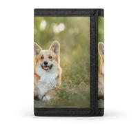Two Welsh Corgis Pembroke Dogs Wallet for Men Trifold Wallets Credit Card Holder Minimalist Front Pocket for Women