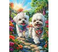 Two Westie Puppies in Magical Forest 1000 Piece Complete Premium Jigsaw Puzzle Magical Accompany Fairy Tale Collectors Mind Relaxation Educational Decorative Puzzle Gifts for Adults Premium Cardboard