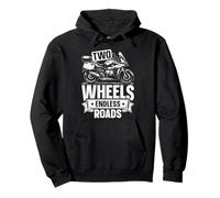Two Wheels Endless Roads Motorcycle Biker Design Pullover Hoodie