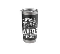 Two Wheels Endless Roads Motorcycle Biker Design Stainless Steel Insulated Tumbler