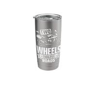 Two Wheels Endless Roads Motorcycle Biker Design Stainless Steel Insulated Tumbler