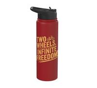 Two Wheels Infinite Freedom Cyclist Bicycle Cycling Stainless Steel Insulated Water Bottle