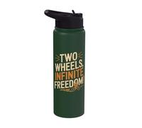 Two Wheels Infinite Freedom Cyclist Bicycle Stainless Steel Insulated Water Bottle