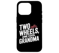 Two Wheels One Cool Grandma Motorcycling Ride Biker Case for iPhone 16 Pro