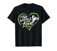 Two Wheels One Love Biker Heart Motocross T-Shirt