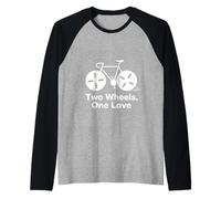 Two Wheels One Love Minimal Bicycle Rider Design Raglan Baseball Tee