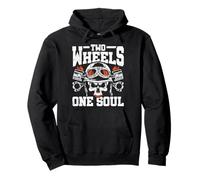 Two Wheels One Soul Biker Skull Motorcycle Rider Pullover Hoodie