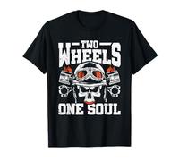 Two Wheels One Soul Biker Skull Motorcycle Rider T-Shirt