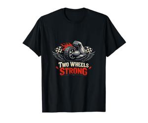 Two Wheels Strong Vintage Biker Badge Graphic T-Shirt