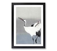 Two White Cranes by Ohara Koson Framed Print | A2 Black Framed Wall Art | Ready to Hang | Modern Animal Picture | Living Room Bedroom Lounge Office