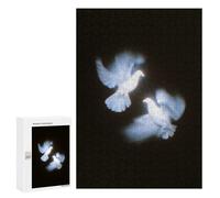 Two White Doves in Flight, 300 PCS Wooden Art Puzzle, Winter Gift, for Relaxing Solo Or Group Play