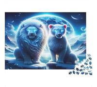 Two White Lions 1000 Piece Jigsaw Puzzle Moonlit Pair Relaxing Stress Relief Recycled Cardboard for Adults & Kids Thoughtful Gift 52x38cm/1000pcs