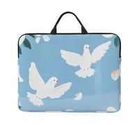 Two White Little Bird Flowers Notebook Carrying Case With Handle Laptop 14 Inch Computer Sleeve For Women Men Padded Cover Laptop Bag