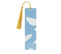 Two White Little Bird Flowers Unique Double-Sided Artwork Printed Wooden Bookmarks, Artistic Book Accessories Birthday Presents for Men Women Presents for Book Lovers