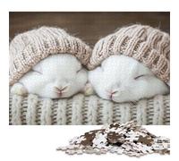 Two White Rabbits Wooden Jigsaw Puzzles 300 Pieces for Adults Fun Toy Intellectual Game Home Decoration Stress Relief Education Game Premium & Durable 300pcs (40x28cm)