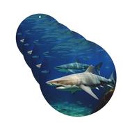 Two White Sharks Car Air Fresheners Cards Set of 4 Pieces Hanging Scented Cards for Wardrobe Bathroom Car Aromatherapy Tablets Rearview Mirror Pendant Car Fresheners Long Lasting