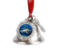 Two White Sharks Christmas Bell Christmas Tree Decoration Wing Bell Personalization Sleigh Bells Ornaments Jingling Bells for Holiday Party Decoration