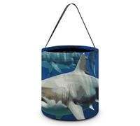 Two White Sharks Halloween Tote Candy Bags Trick Or Treat Candy Bags Reusable Candy Basket With Handles Multipurpose Gifts Bag For Festival Party Gathering