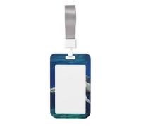 Two White Sharks ID Badge Holder with Lanyard Vertical Hard Plastic ID Card Case with Clear Window, Waterproof Work Badge Sleeve Fashion Card Protector Pouch for Women Men