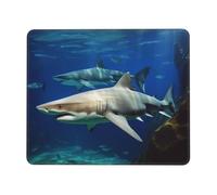 Two White Sharks Mouse Pad with Stitched Edge, Personalized Premium-Textured Computer Mouse Mat with Non-Slip Rubber Base, Waterproof Gaming Mousepad for Laptop, Office Home 10 x 12 inch
