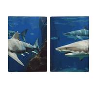 Two White Sharks Passport Holder, ID Card Protector Case Passport Holder with Slot Passports Travel Wallet Document Cover for Women And Men