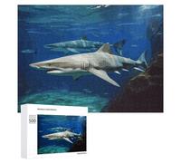 Two White Sharks Puzzles for Adults Wooden Jigsaw Puzzle with Storage Box Personalized Exquisite Wooden Puzzle for Home Wall Decorative Puzzles&Relaxing Gifts 500 PCS Pieces
