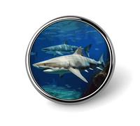 Two White Sharks Round Badge Cute Brooch Hats Jackets Decor Personalized Lapel Pin Clothing Jewelry Accessories for Wedding Party Gift