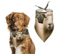 Two White Sheep Printed Pet Scarf Polyester Triangle Scarf - One Size (27.6in X 11.8in)