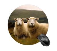 Two White Sheep Round Mouse Pad Non-Slip Rubber Mouse Mat Portable Mousepad for Gamers Home Office Desk Accessories,7.8 Inch