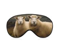 Two White Sheep Sleep Mask for Women Men Side Sleeper Eye Cover with Adjustable Strap Soft Breathable Blackout Mask Slip-Free Deep Sleeping Travel Essentials