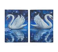 Two White Swans Passport Holder Ultra Slim PU Leather Travel Document Organizer Compact Premium International US Passport Protector Cover for Women Men